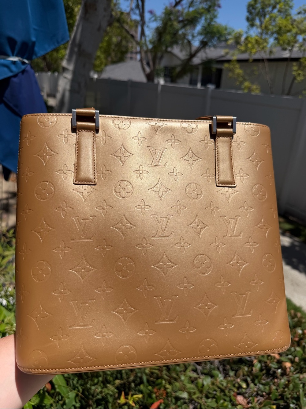 Louis Vuitton Monogram Mat Stockton Tote Bronze Leather Shoulder Bag CA0093 COA - Picture 3 of 17